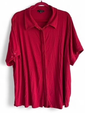 Universal Standard Women's Red Short Sleeve Button Down Shirt Size L